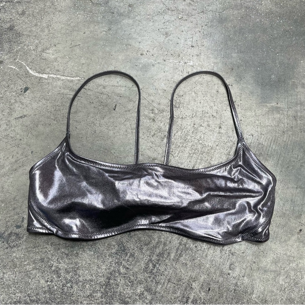 SKIMS Metallic Silver Bralette Bikini Top Festival 2X NWT